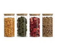Set 4 bocaux en verre et couvercle en bois de haute qualité Classbach C-VD4026