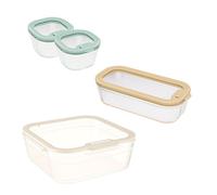 Set 4 boîtes en verre avec couvercles 240, 560 et 2900 ml compatibles micro-ondes Pebbly