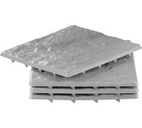 Set 4 chemins de jardin avec aspect pierre, PP, 30x30 cm, couleur grise