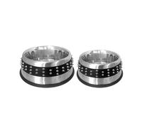 Set 4 ciotole in acciaio Rubber Studs per cani e gatti Croci