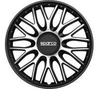 Set 4 Enjoliveurs 14 " Pouce Voiture Roma SPC1496SVBK Argent Noir Spar