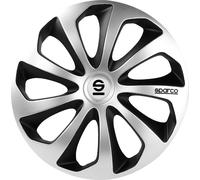 Set 4 Enjoliveurs 16 " Pouce Voiture Sicile SPC1673SVBK Argent Noir S