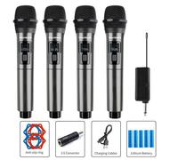 Set 4 Microphones Sans Fil VexiSeek Rechargeables, 4 Main, Micro Dynamique, Chant, Karaoké