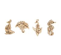 Set 4 mini-maquettes marines ? Baleine, raie, requin et hippocampe en bois à construire brown TU