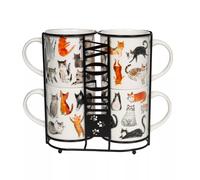 Set 4 mugs Félin 35 cl avec support