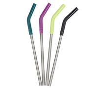 Set 4 Pailles Coudées En Inox Et Silicone Souple - Klean Kanteen