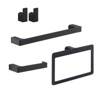 SET 4 PCS ACCESSOIRES MURAUX SALLE DE BAIN NOIR MAT GIACINTO