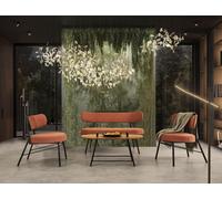 Set 4 pcs. banc 2x chaises table basse siège banc textile bois designer