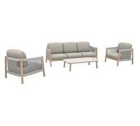 PROLOISIRS Set 4 pièces - DERIVEUR - Aluminium époxy - Rope Heat - 1 canapé + 2 fauteuils + 1 table basse