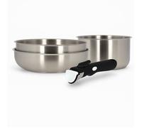 Set 4 pieces iris poele casserole et poignee en acier inoxydable inducti