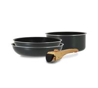 Set 4 pieces iris poeles casserole et poignee en aluminium induction