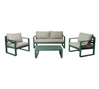 Set 4 pièces - MOJITO II - Aluminium époxy - Amande/Gris - 2 fauteuils + 1 canapé + 1 table basse