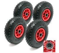 Wiltec Lot de 4x Roue complète 3.00-4 pour Diable - 255 x 255 x 85 mm - Avec Chambre à air et Jante - Valve coudée TR87 - capacité de charge max. 90 kg - pour Roue Brouette Chariot