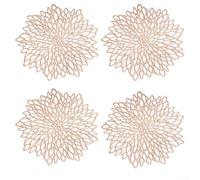 Set 4 Sous-Plats Fleuris 38cm Résistant Chaleur(Pink gold)
