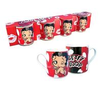 Set 4 Tasses Cafe Betty Boop - Rouge - Porcelaine - Céramique - Grès - Cylindrique - Adulte - Lave-vaisselle