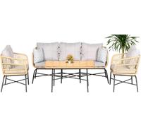 Set 4pcs Meubles de jardin Ensemble de canapés Table Fauteuil Véranda Table à manger Nouveau