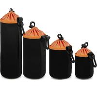Set 4X Housse de Protection pour Objectif - Etui Souple Néoprène & Intérieur Doux pour Lentille Canon Nikon Pentax Sony - Taille S M L XL