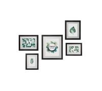Atmosphera Set de 5 cadres Tropical en bois et verre - noir