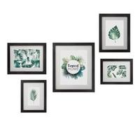 Atmosphera Set de 5 cadres Tropical en bois et verre - noir