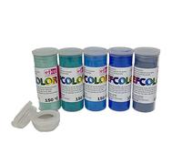 Set 5 Couleurs Poudre Efcolor 10 ML, Nuancier Bleu, 2 Tamis, pour émaillage à Froid, Cuisson à 150°C