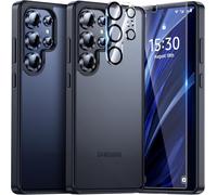 Set 5-en-1 Coque Samsung Galaxy S25 Ultra ¿ 1 coque + 2 films écran + 2 protections caméra, verre trempé 9H, antichoc 8FT 360° anti-jaunissement, noir