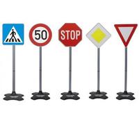 Set 5 panneaux de signalisation 81 cm - securite routiere cycliste - jouet plein air jardin - set jeu educatif pedagogique + carte