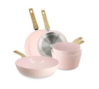 Set 5 piÈces cuisson colorama en aluminium recyclÉ rose induction