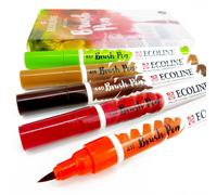 Set 5 Royal Talens Ecoline Liquide Aquarelle Dessin Brosse Stylos - Automne