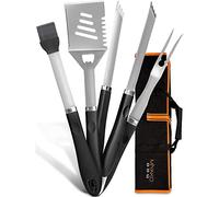 Set 5 ustensiles de Barbecue Pince Fourchette spatule Pinceau Sac BBQ Acier INOX