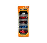 Set 5 Véhicules Matchbox : Mbx Highway Ii - Coffret Voitures Miniatures Et Pick Up Bleu Rouge Noir - Enfant