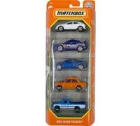 Set 5 véhicules matchbox : mbx japan tourers - coffret voitures miniatures et pick up bleu orange blanc + carte offerte - enfant