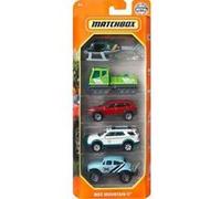 Set 5 véhicules matchbox : mbx mountain ii - coffret voitures miniatures et hélicoptère chasse neige vert + carte offerte - enfant Vert