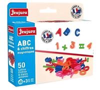 Set 50 aimants : Lettres Majuscules + Chiffres + Signes - Accessoires Tableau magnetique enfant - Jeujura