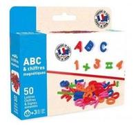 Set 50 aimants : lettres majuscules + chiffres + signes - accessoires tableau magnetique enfant - jeujura