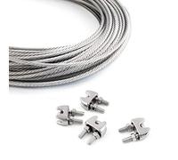 SET 50m cable 3mm acier inox cordage torons: 7x7 + 4 serre-câbles étrie - beaucoup de tailles disponibles