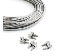 SET 50m cable 8mm acier inox cordage torons: 7x19 + 4 serre-câbles étrie - beaucoup de tailles disponibles