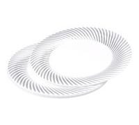 set 6 assiettes blanches avec contour argent en ps - ø23cm G