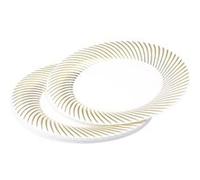 set 6 assiettes blanches avec contour or en ps - ø23cm G