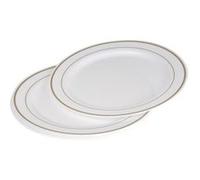 set 6 assiettes plastiques blanches en ps lisere or ø23cm G