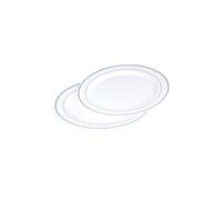 set 6 assiettes plastiques blanches ps lisere argent ø19cm