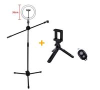Set 6 avec lampe 26cm - Éclairage Ring Light réglable avec bras de flèche, support de prise de vue pour téléphone, lampe de beauté, Kits de Studio Photo pour Live