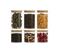 Set 6 bocaux en verre et couvercle en bois de haute qualité Classbach C-VD4029
