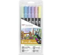 Tombow Feutres ABT double pointe – Set de 6 couleurs pastels multicolore