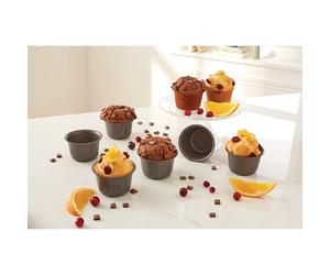 Set 6 moules à gros muffins acier revêtement antiadhérent 7,3 cm Mathon