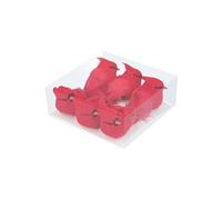 Set 6 oiseaux rouges en papier sur pince