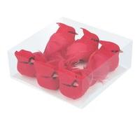 Set 6 oiseaux rouges en papier sur pince Rouge