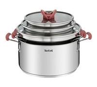 Tefal Set 6 pièces faitouts Opti'Space G720S674 Inox Induction Empilable avec couvercle 18/20/24 cm