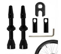 Set 6 Pièces Valves Presta Tubeless 44mm, Tiges en Alliage Léger, Inclus Outil de Retrait de Valve, Kit Tige de Valve Tubeless pour Vélo Route & VTT, Noir