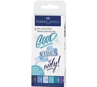 Faber-Castell Stylo à encre Pitt Artist Pen Lettering – étui de 6 nuances de bleu Bleu G