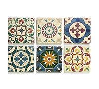 Set 6 sous-bocks Rétro, Motifs Carreaux de Ciment 5, H 11 cm